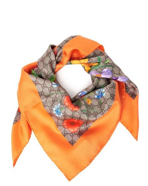 gucci scarf orange|gucci scarf with flowers.